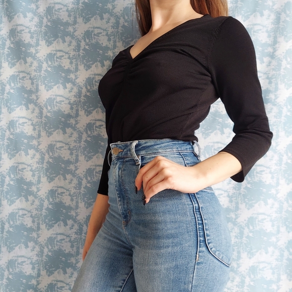 Black Ruched Blouse - Picture 4 of 5